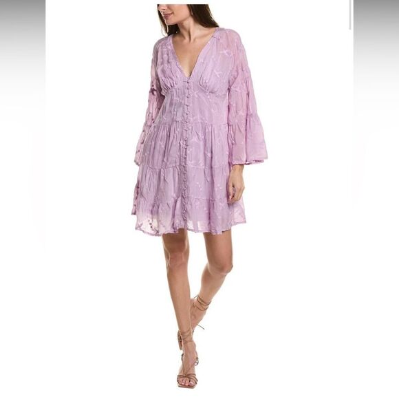 Johnny Was Dress Plus Size Flowy Phoenix Pastel long sleeve with slip lilac XL - Picture 1 of 4
